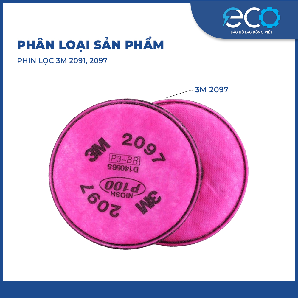 Phin lọc 3M 2097 chống độc, chuyên phòng dịch, chống giọt bắn, lọc bụi mịn pm2.5, khói hàn, 3M chính hãng