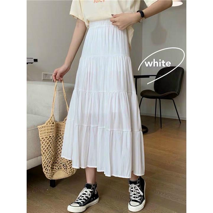 Chân váy tầng from dài from chuẩn dễ mix có nhiều màu chất liệu vải tằm xước có lót trong lưng thun