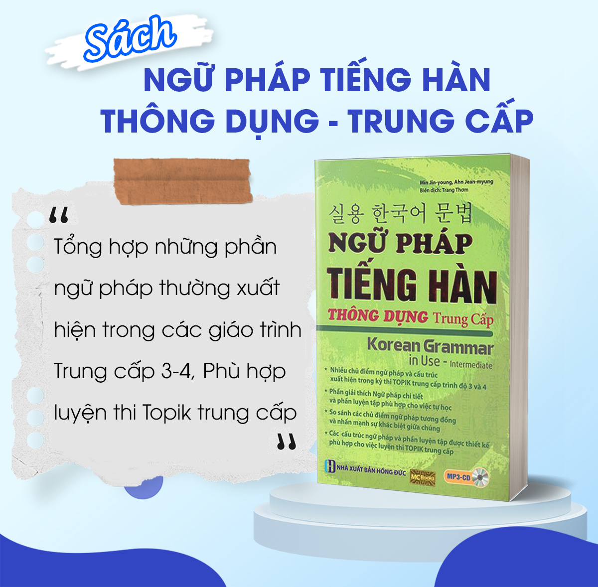 Sách Ngữ Pháp Tiếng Hàn Thông Dụng Trình Độ Trung Cấp - Korean Grammar in use Intermediate - Học Kèm App Online