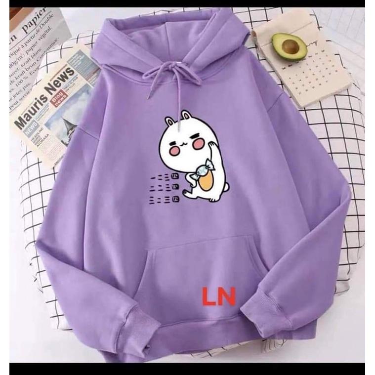 Áo hoodie mèo kẹo má hồng TH6