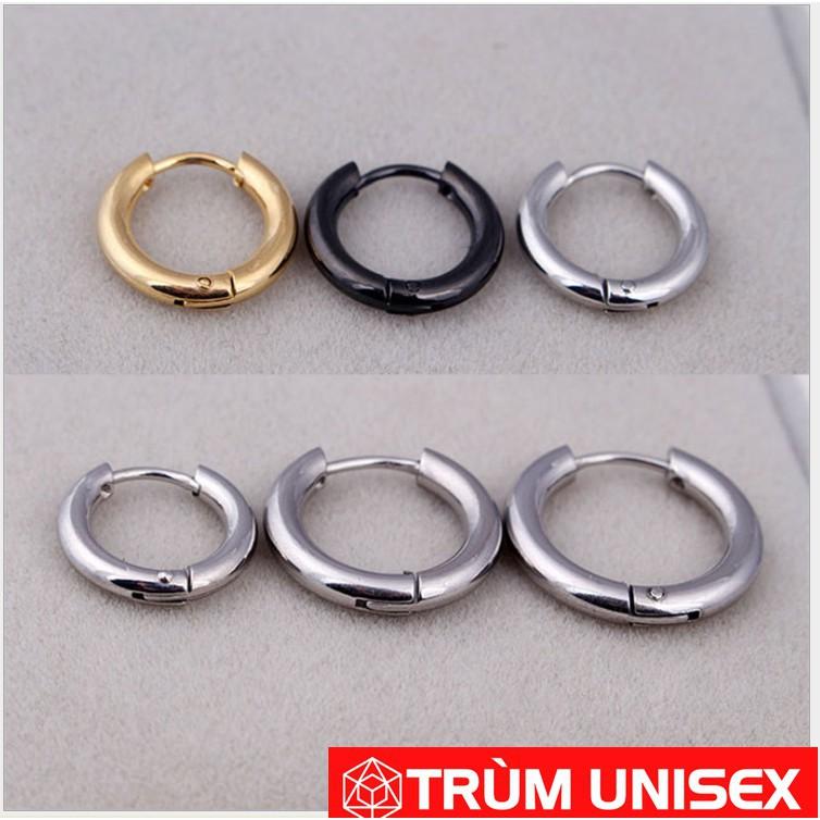 Khuyên Tai Inox Tròn Unisex 14mm 1 Đôi Không Gỉ