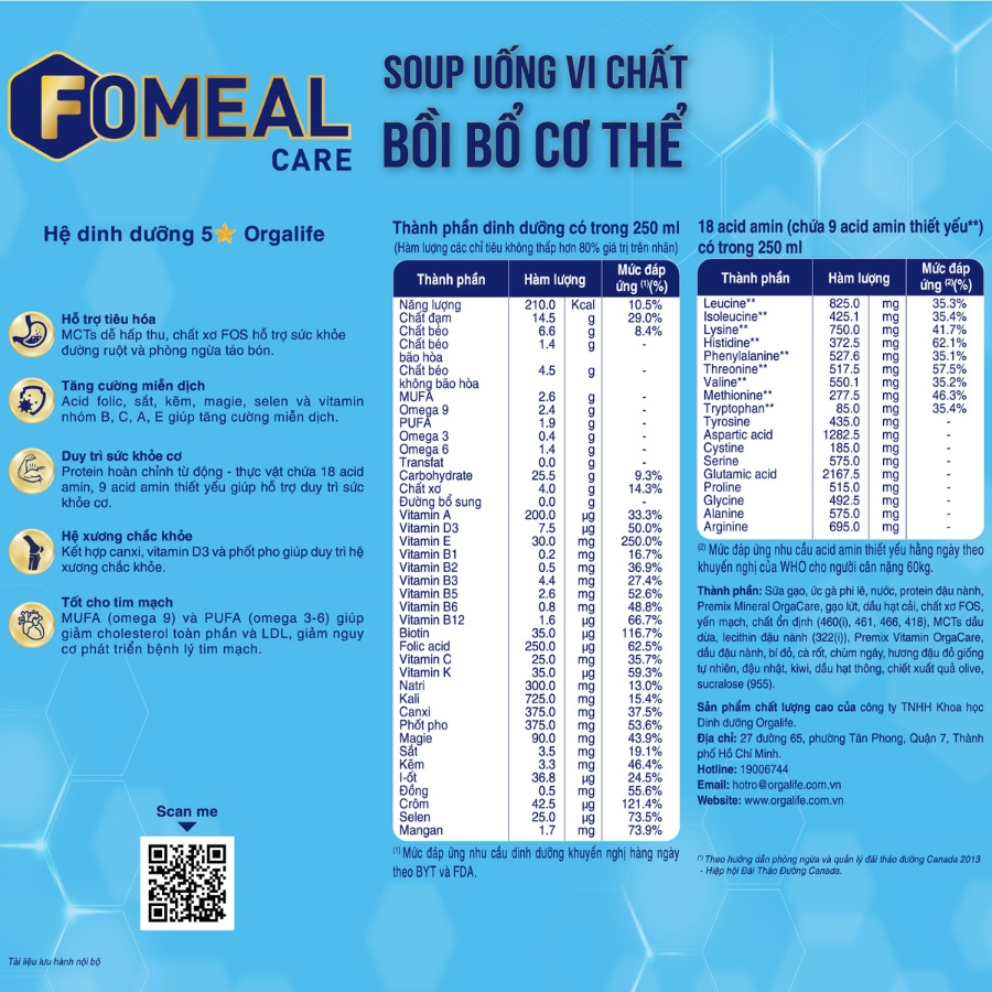 Súp uống vi chất Fomeal Care hấp thu nhẹ bụng , bồi bổ sức khỏe
