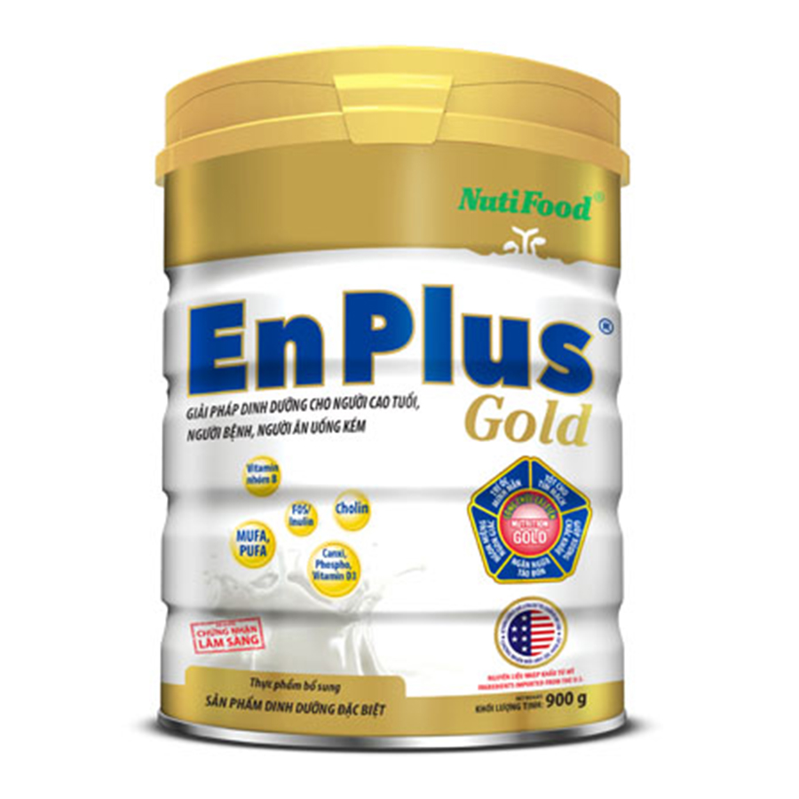 Sữa Bột NutiFood Enplus Gold Lon 900g Dinh Dưỡng Cho Người Già, Người Bệnh Và Người Ăn Uống Kém - Hàng Chính Hãng