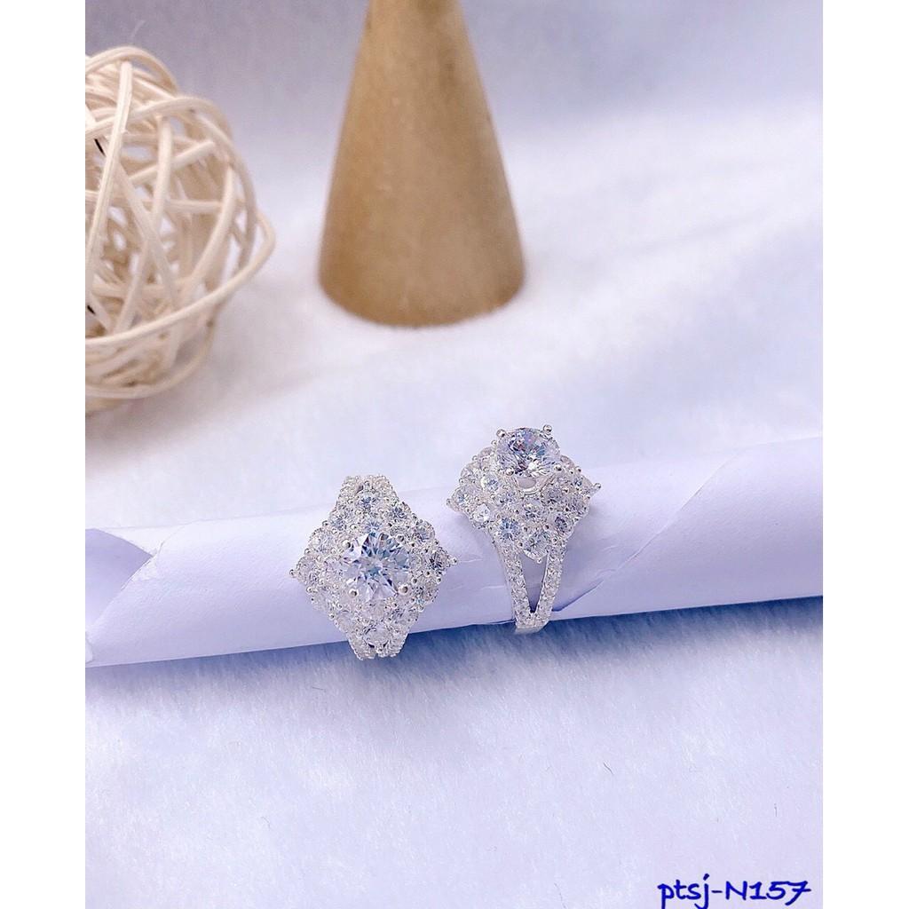 Nhẫn nữ bạc PJ nguyên chất đính đá N157 Freesize