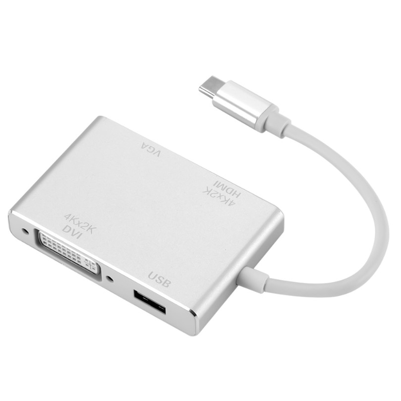 Cáp Chuyển Type-C ra 4 cổng HDMI/VGA/DVI/USB 3.0 - Hàng nhập khẩu