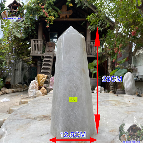 Trụ lục lăng thạch anh trắng tự nhiên nguyên khối trấn trạch-5.2kg  -T582
