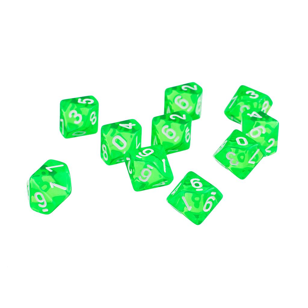 20 Pieces D10 Polyhedral Dice for Dungeons and Dragons Blue+Green