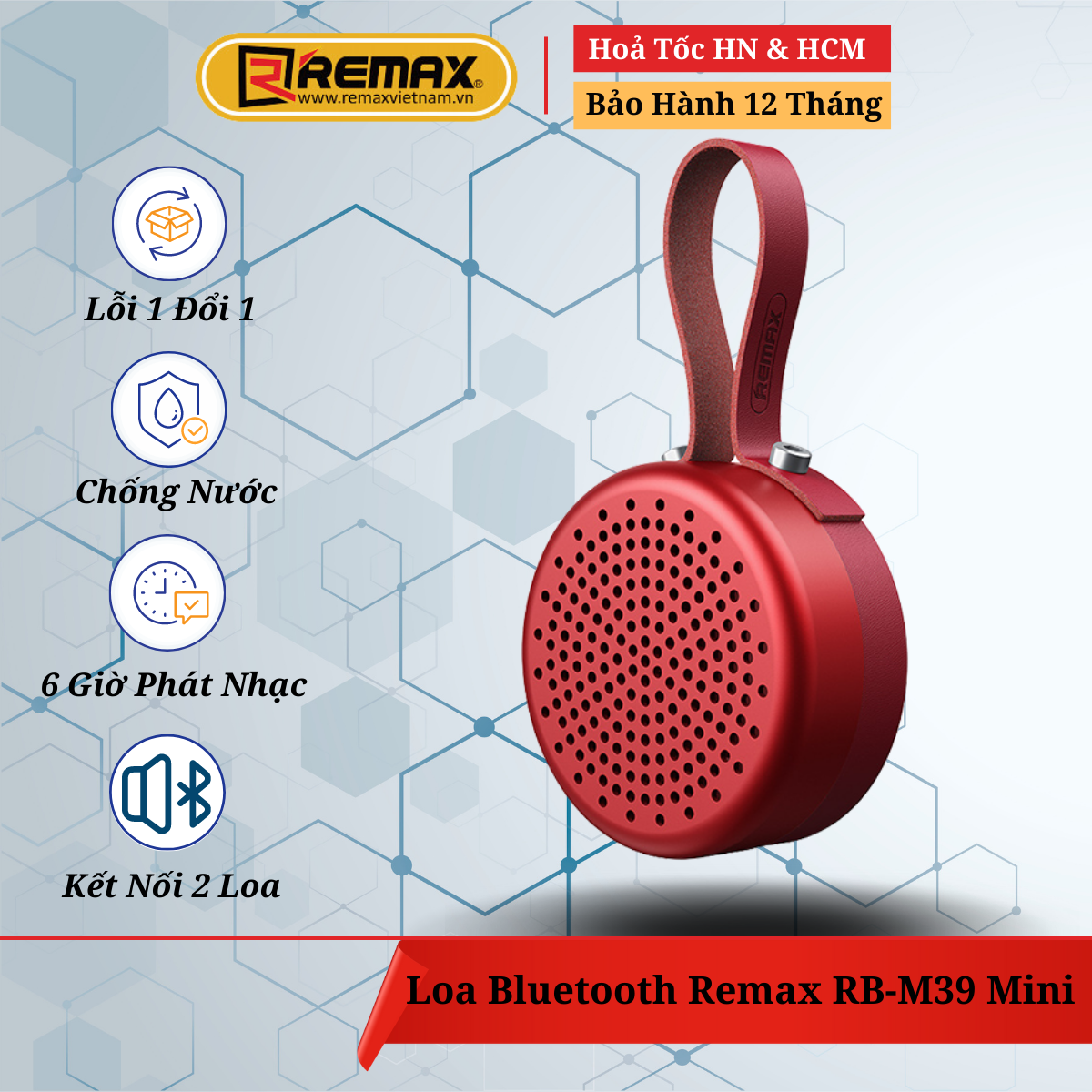 Loa Bluetooth du lịch mini Remax RB-M39 Loa Cầm Tay Nhỏ Gọn Nghe Nhạc Không Dây -  Remax Bảo Hành 12 Tháng - Hàng Chính Hãng