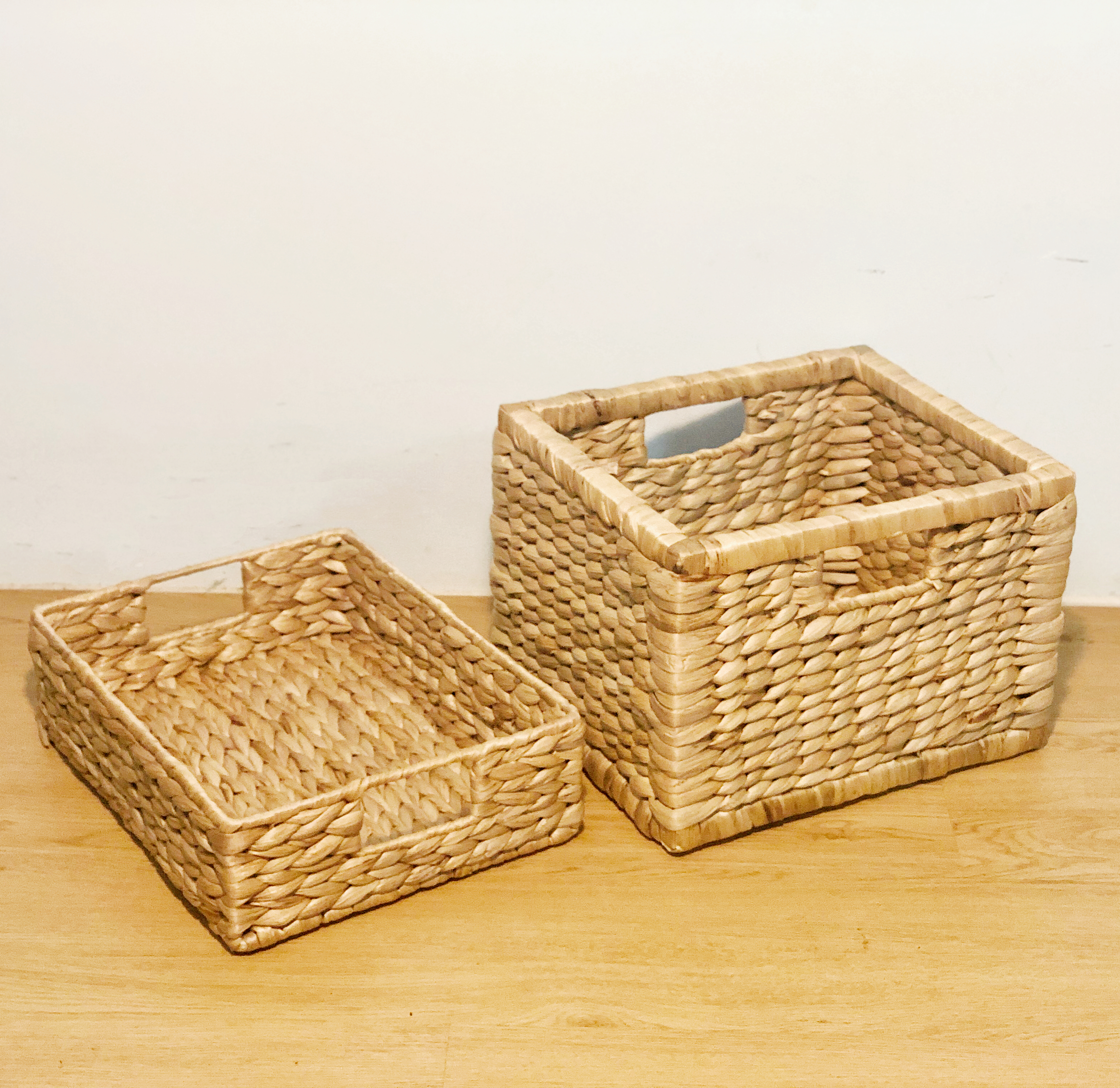 Combo giỏ chữ nhật lục bình khung gỗ & khung sắt phong cách Scandinavian