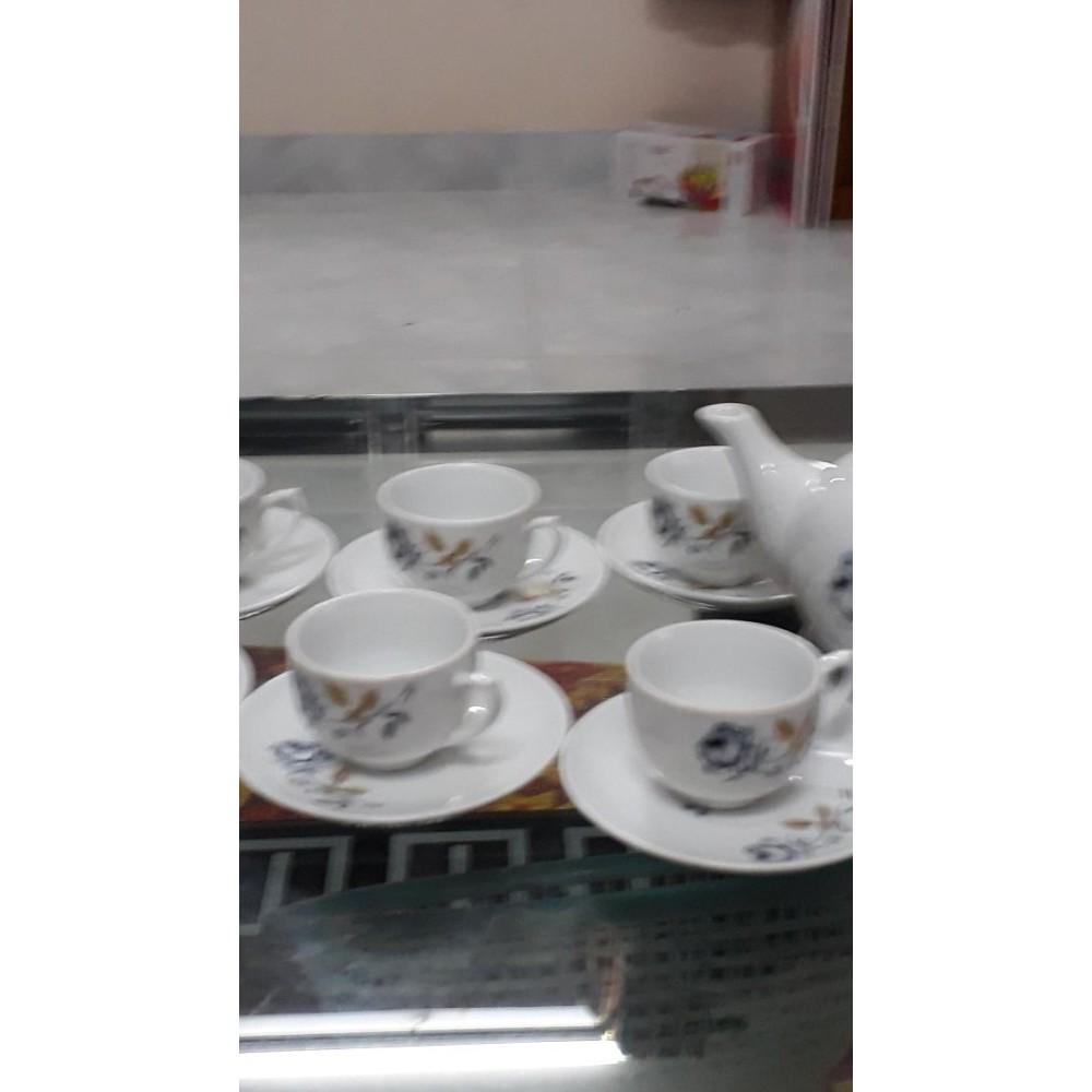 Bộ ấm chén uống trà Bát Tràng hoa hồng đen
