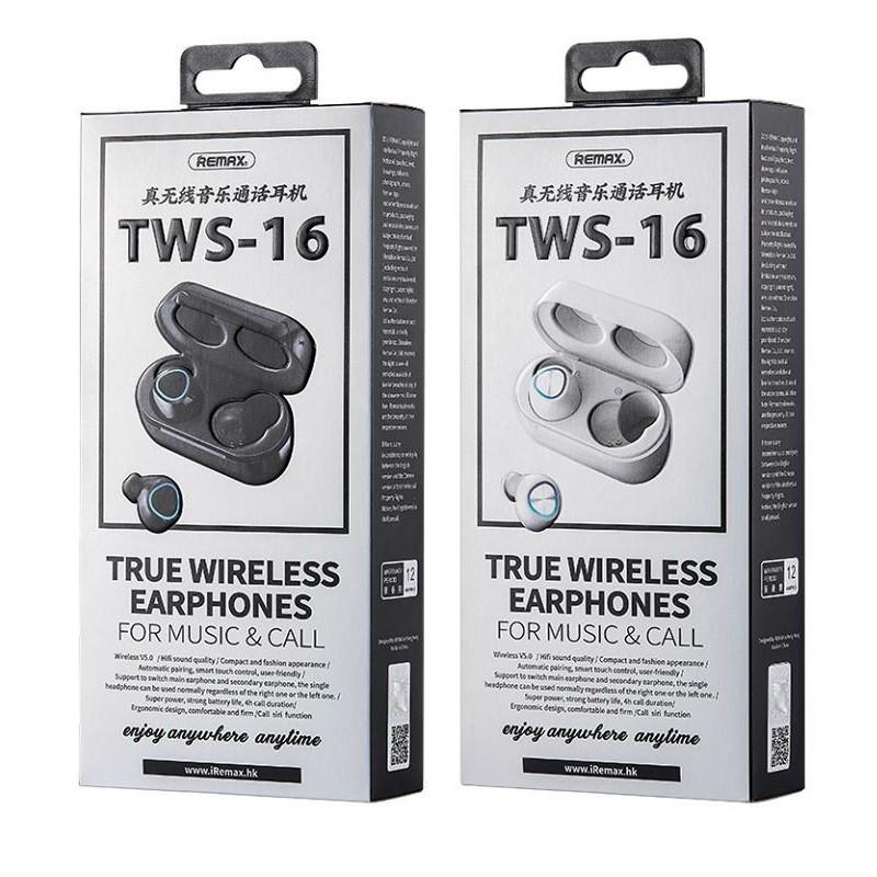 Tai nghe Bluetooth đôi Remax TWS-16 Wireless V5.0, dùng 4H liên tục - Hàng Chính Hãng