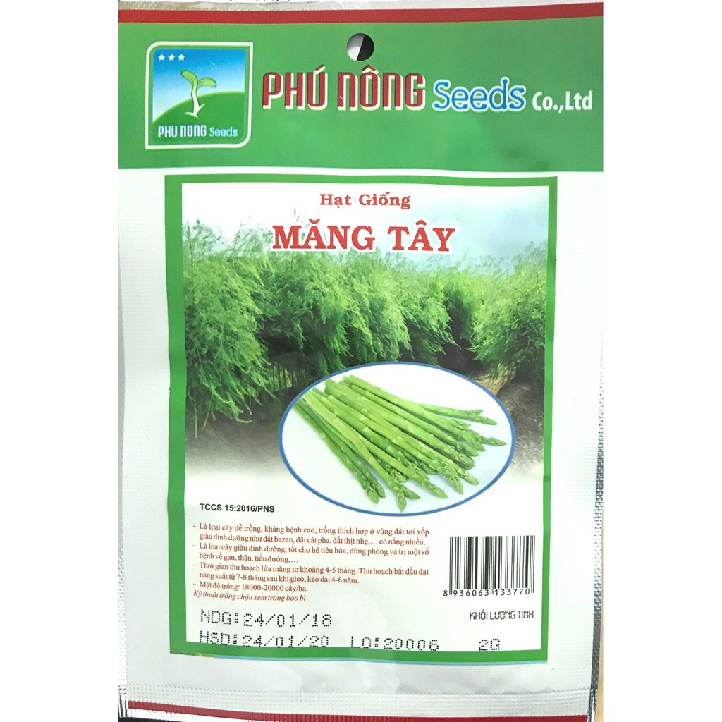 HẠT GIỐNG MĂNG TÂY XANH PHÚ NÔNG - DỄ TRỒNG, SINH TRƯỞNG MẠNH, THU HOẠCH SAU 120 NGÀY, PHÙ HỢP ĐẤT BAZAN, ĐẤT CÁT PHA.