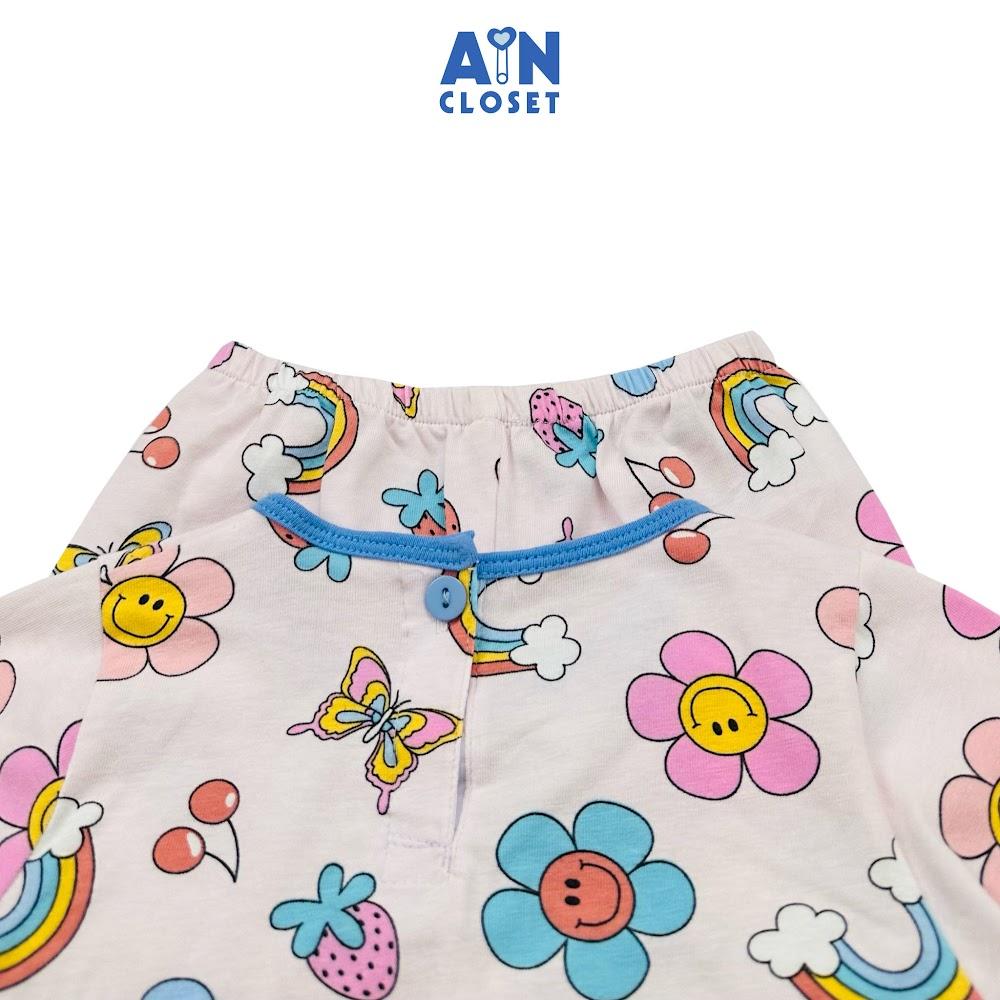 Bộ quần áo dài bé gái họa tiết Bướm và Hoa thun cotton - AICDBGWYGNFN - AIN Closet