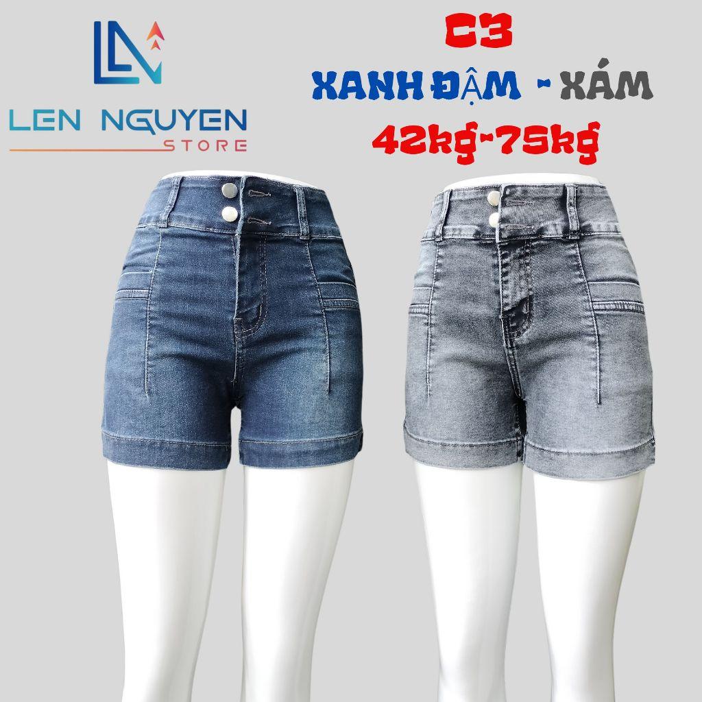 C3_Quần jean nữ, đùi, lưng cao, quần bò nữ dáng ôm, quần rin nữ có big size, cho 42kg đến 75kg,LEN NGUYEN STORE - Xám