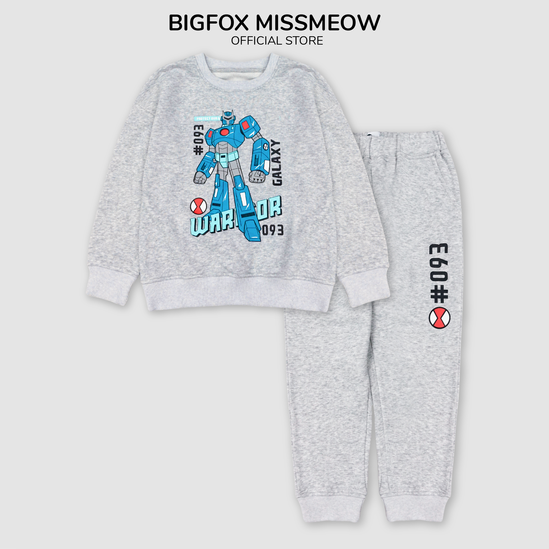 Bộ bé trai dài tay size đại BIGFOX MISS MEOW vải nỉ bông ấm áp cho trẻ em phom Hàn in robot cỡ 3,5,8 tuổi 28kg 1999