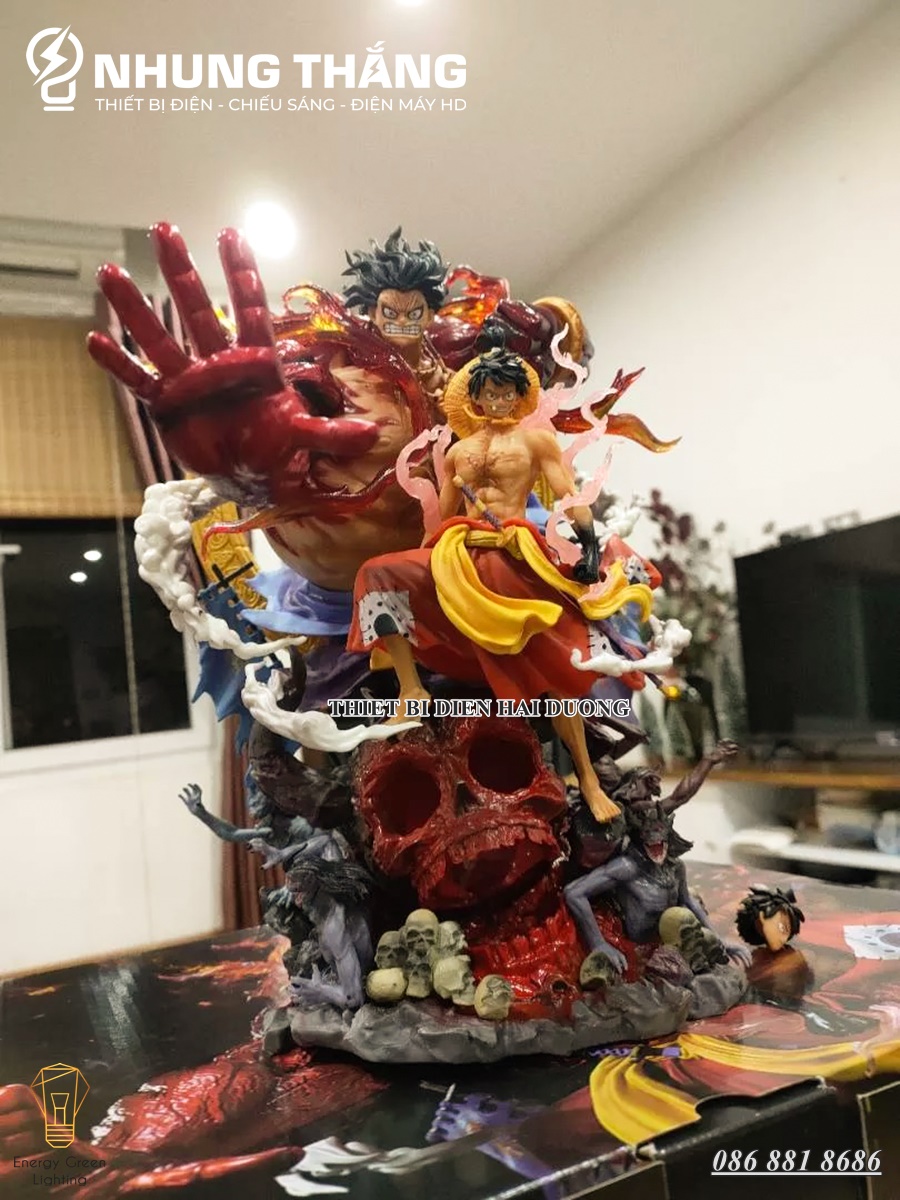 Mô Hình One Piece Monkey D Luffy Gear 4 Cao Cấp OP-001 -  Có Đèn LED - Chiến Đấu Thần Fudo Kaido - 2 Đầu Thế - CÓ VIDEO