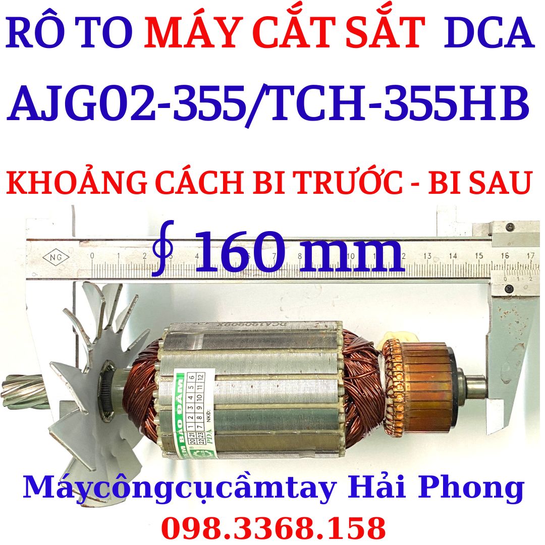 Rô to máy cắt sắt 'DCA' Mod. AJG02-355 / 'DongCheng" Mod.DJG02-355 . Đầu trục 8 Răng dấu huyền