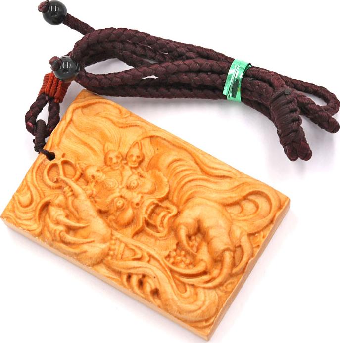 Vòng cổ mặt gỗ hoàng đàn khắc hình Long Vương MG64