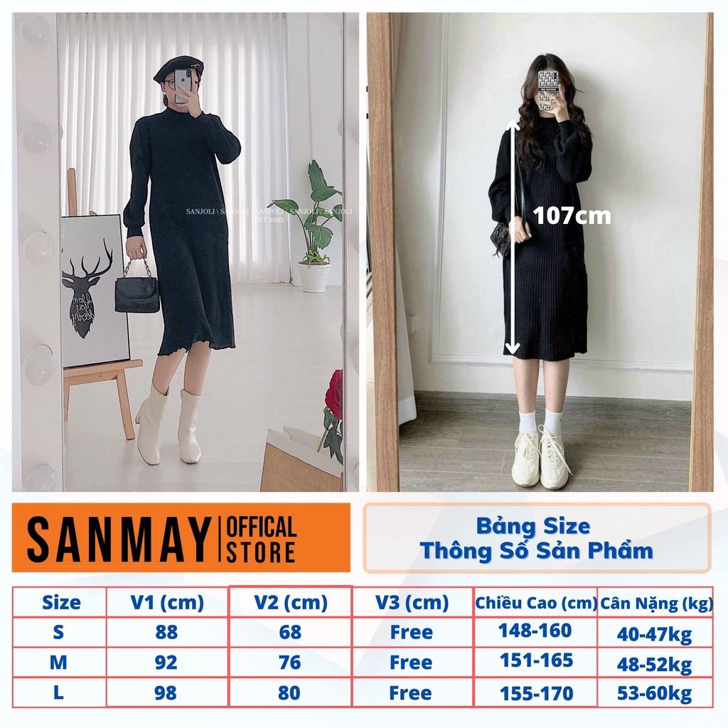 Váy Len Suông Thun Nữ Dáng Dài Trơn SANMAY Đầm Đi Dự Tiệc Cưới Chơi Cao Cấp Thiết Kế Hàn Quốc Công Sở Trắng Đen VD013