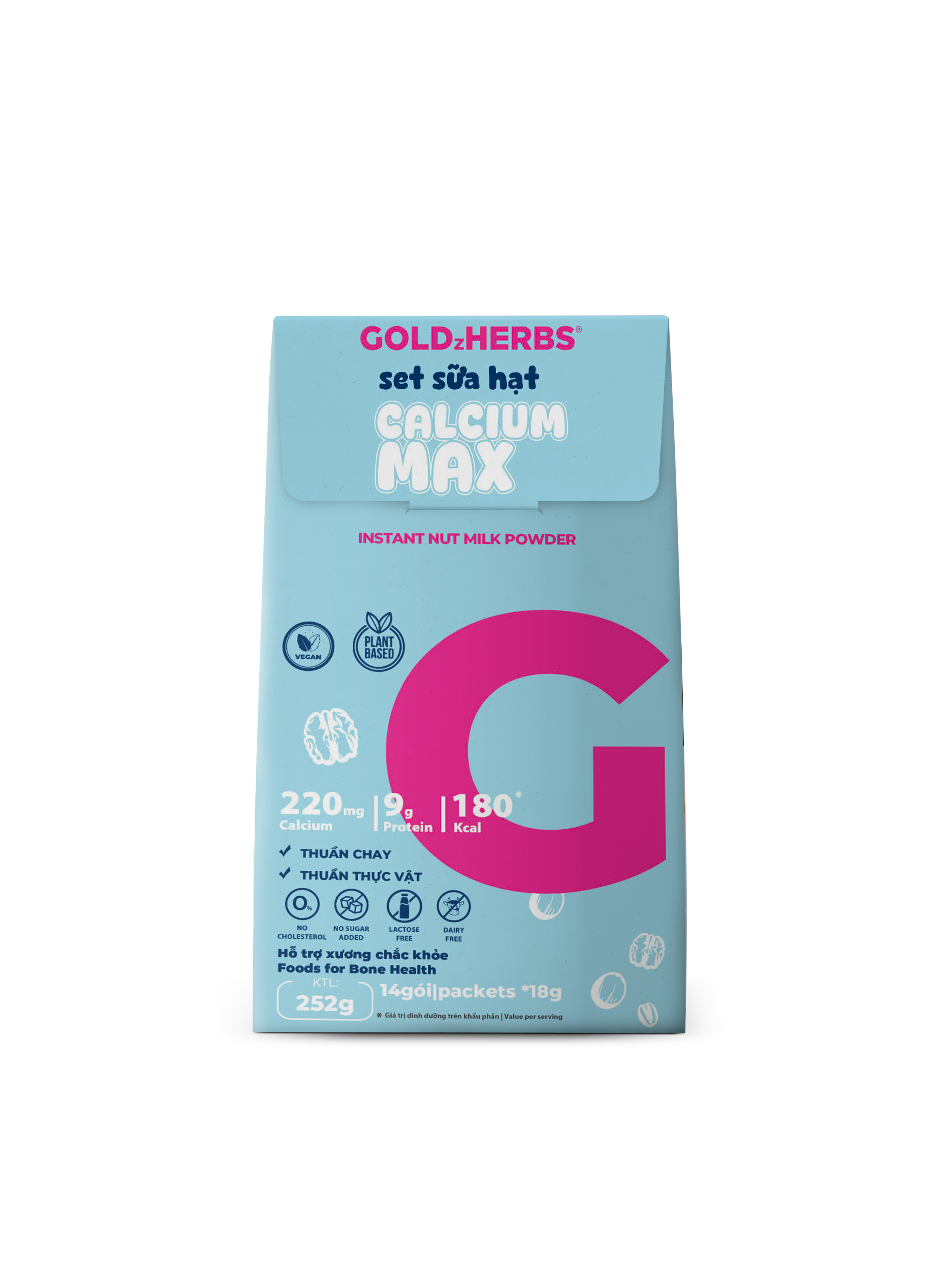 [Hàng chính hãng] Set sữa hạt chắc khỏe xương GoldzHerbs Calcium Max, bổ sung Canxi - 15 gói/ 252g/ 500g