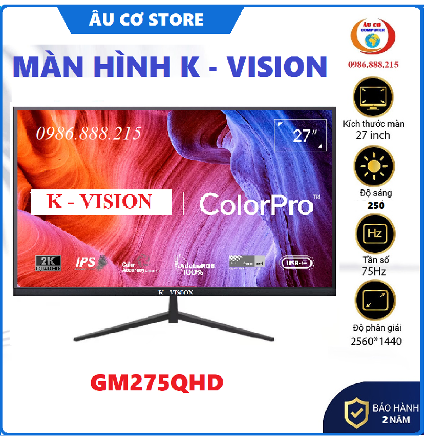 MÀN HÌNH K-VISION 27 INCH 2K - GM275QHD - TẦN SỐ 75Hz - Độ phân giải 2560*1440 - HÀNG CHÍNH HÃNG