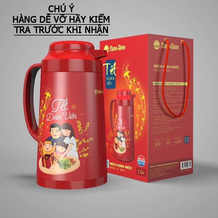 PHÍCH ĐỰNG NƯỚC NÓNG RẠNG ĐÔNG 1 LÍT HOA VĂN  TÊT 1040TS