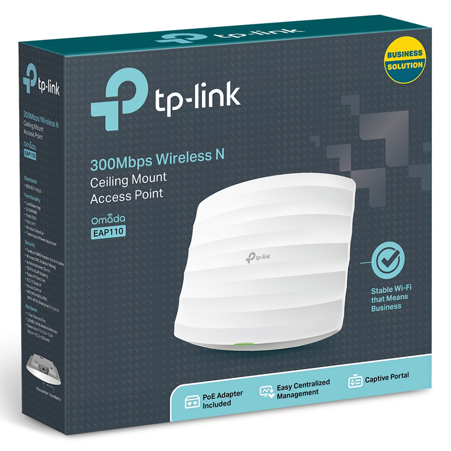 Access Point Gắn Trần Gigabit Chuẩn N Không Dây Tốc Độ 300Mbps TP-Link EAP110 V4 - Hàng Chính Hãng