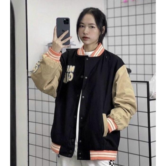 Áo Khoác Bomber Bóng Chày Phối Tay