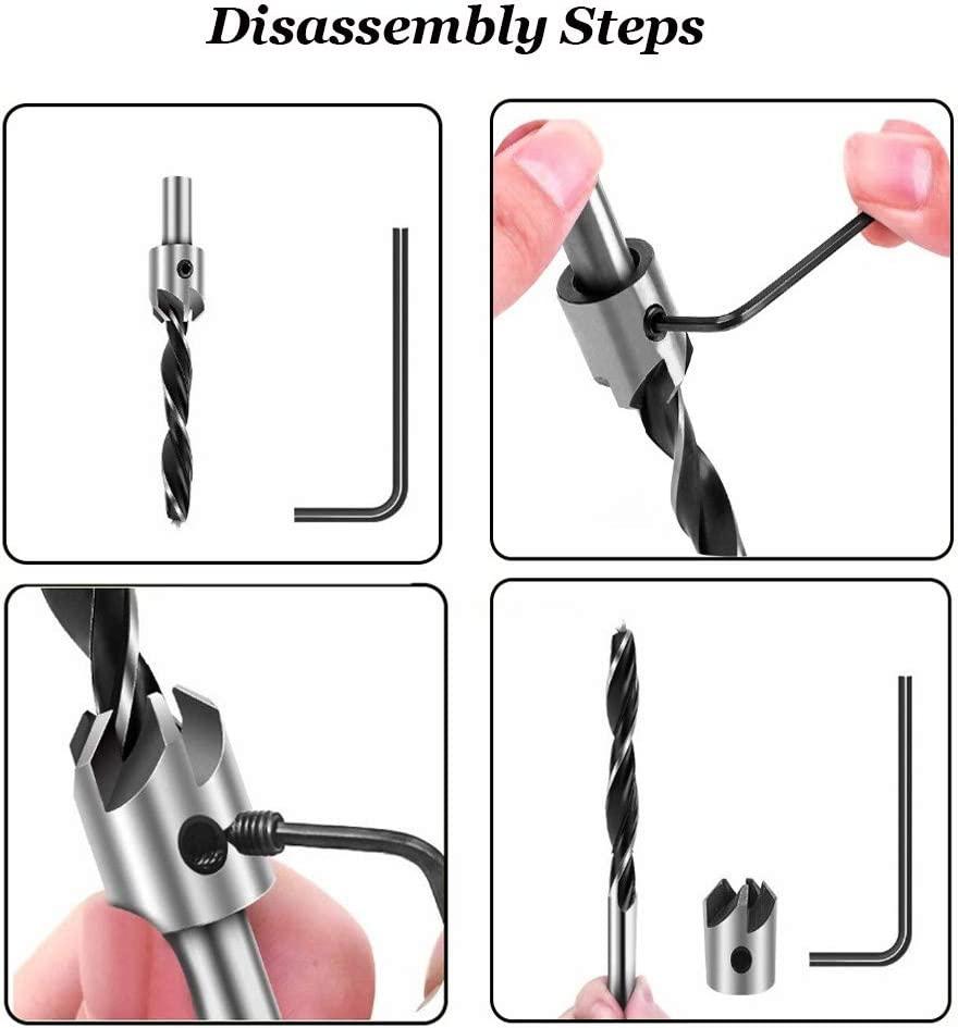 7PCS Gỗ gỗ dâu tây Bộ gỗ 5 bộ hoa hình nón trong thép ở công cụ gỗ tốc độ cao 3 4 5 6 7 8 mm mm với chìa khóa hình lục giác
