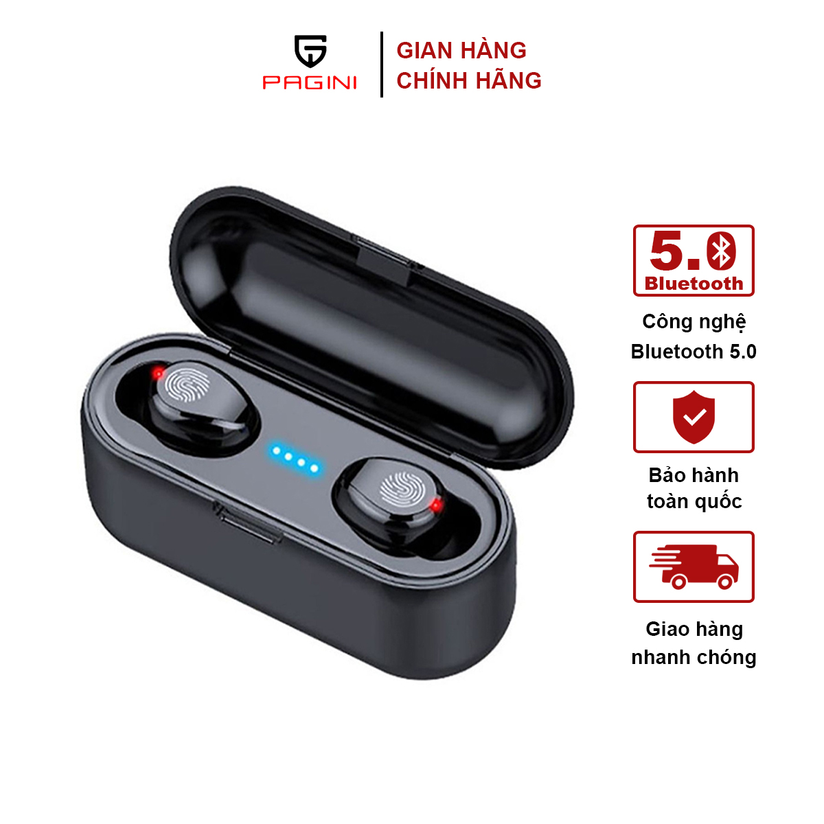 Tai nghe bluetooth PAGINI F9 – Phù hợp với tất cả các hệ điều hành – Âm thanh trầm ấm - TAI000F9B – Hàng nhập khẩu