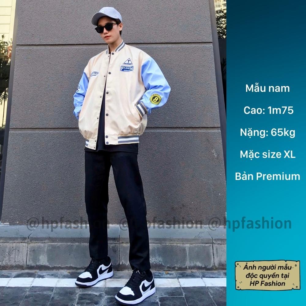 Hình ảnh Áo khoác bóng chày form rộng FASHION vải dù cao cấp ️Áo bomber Varsity dáng Unisex nam nữ D03