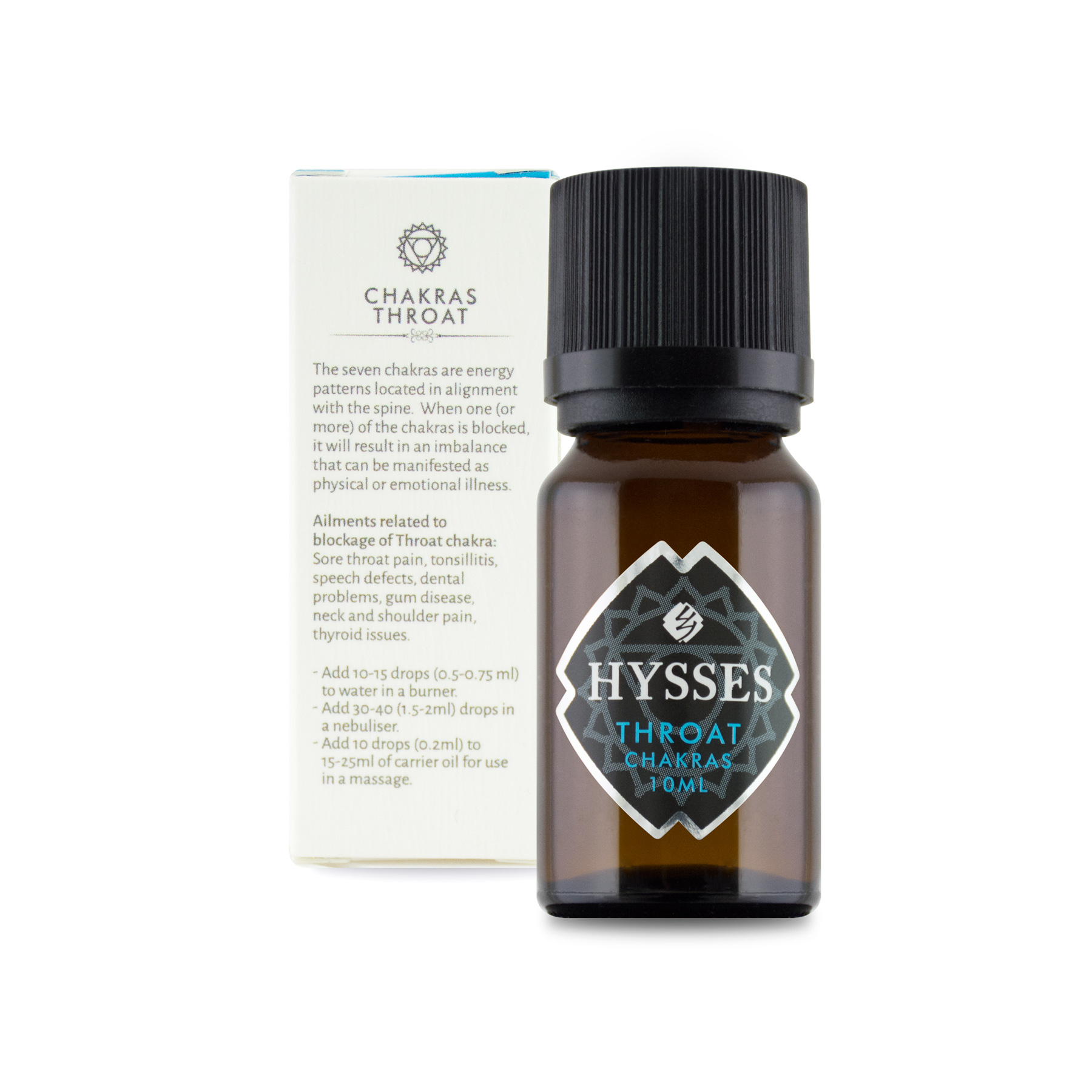 Tinh Dầu Cao Cấp Hysses Chakras Throat Tăng Năng Lượng Luân Xa Kết Nối Cho Cổ Họng Thư Giãn, Giảm Đau Vai, Cổ, Gáy Với Chiết Xuất Bạch đàn và Tràm Trà Hữu Cơ Tự Nhiên