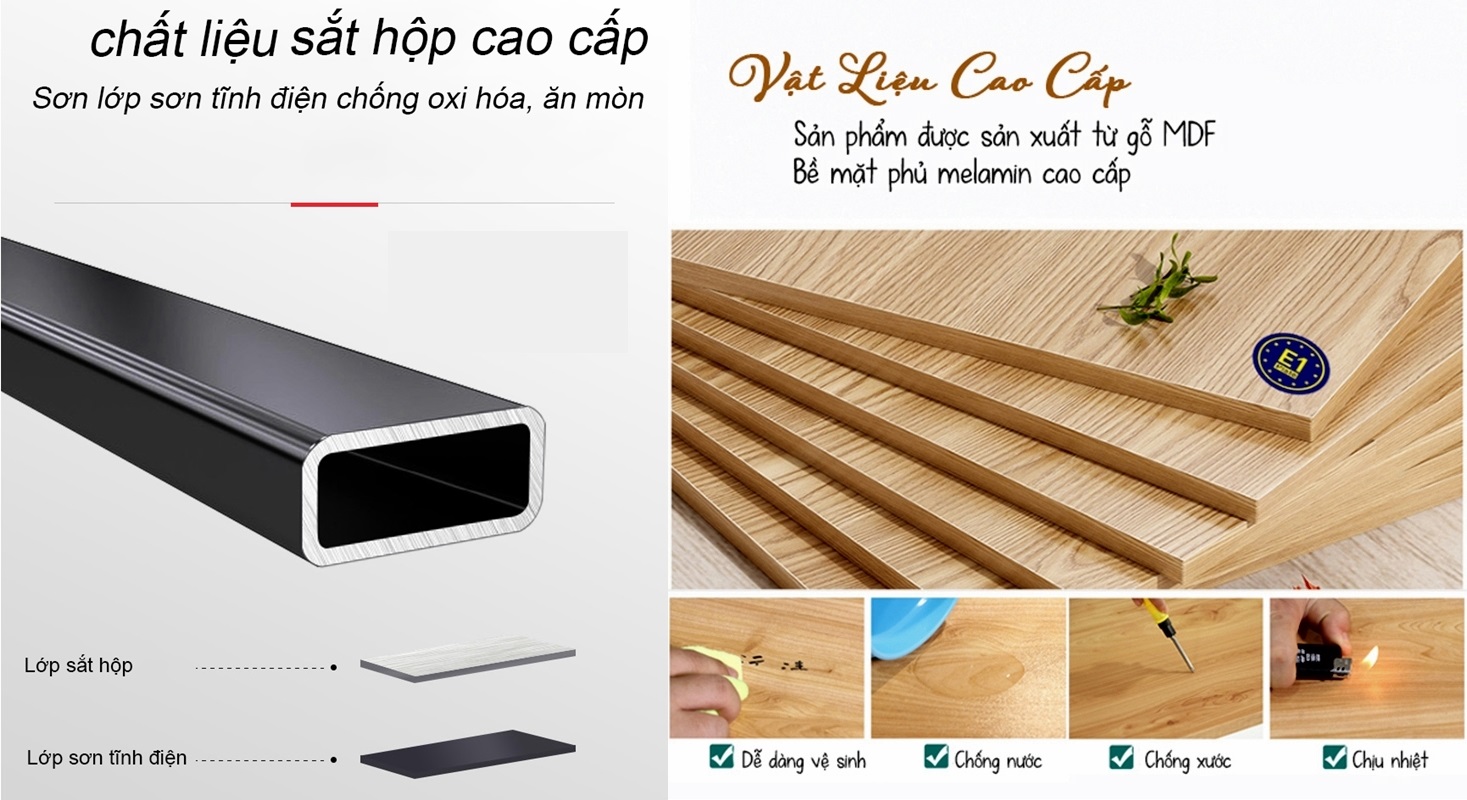 Bàn làm việc gấp gọn 1m2 - Hàng chính hãng TIDO - Mặt 18mm MDF melamine - Thùng full phụ kiện