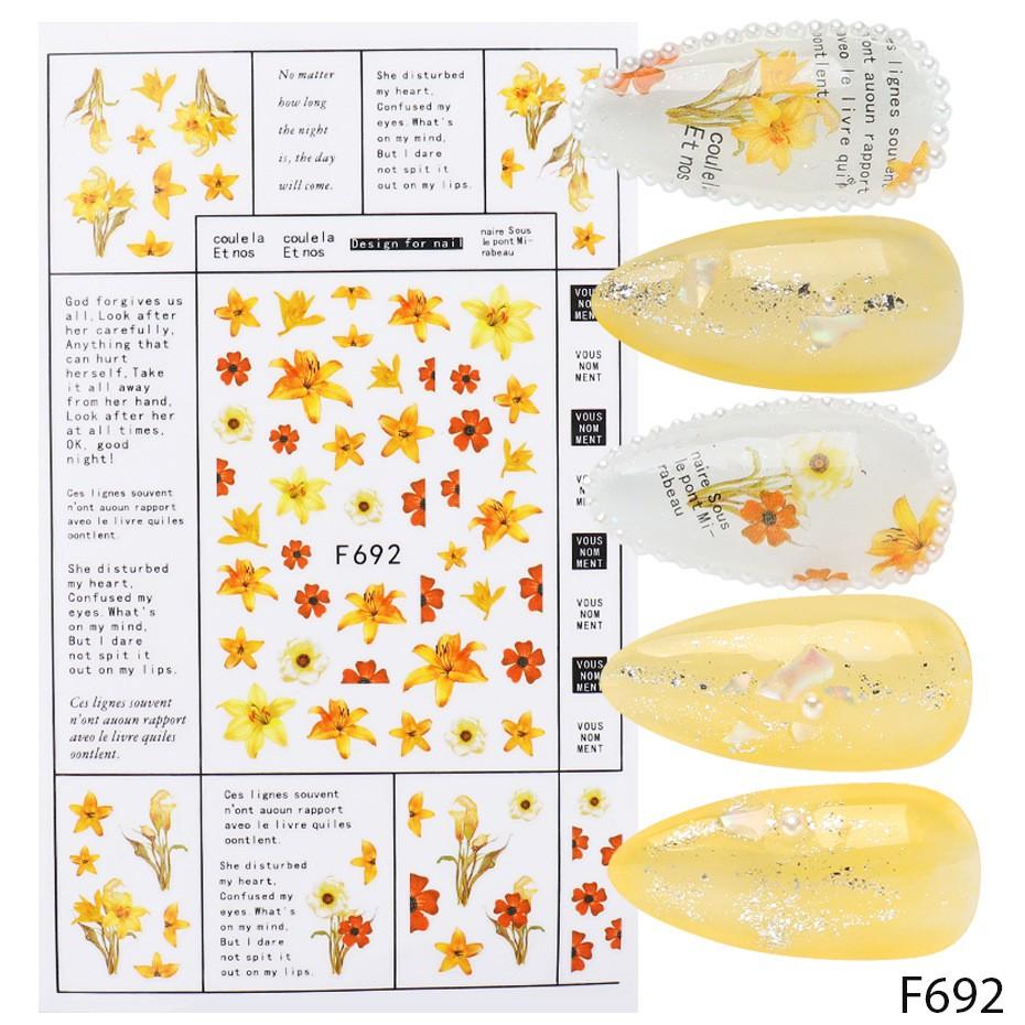 Sticker nails chữ hoa vàng - hình dán móng 3D F692