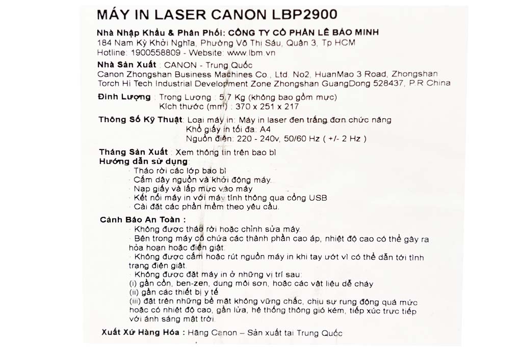 Máy In Laser Trắng Đen Canon LBP2900- Hàng chính hãng