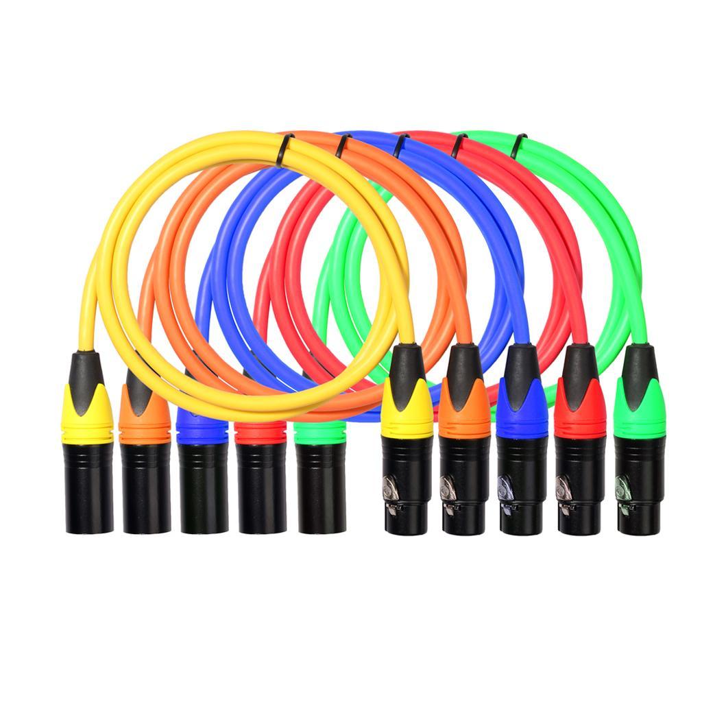 XLR-M to XLR-F 3 Contacts Balanced Mic Audio Cable 5 Colors 3 ft