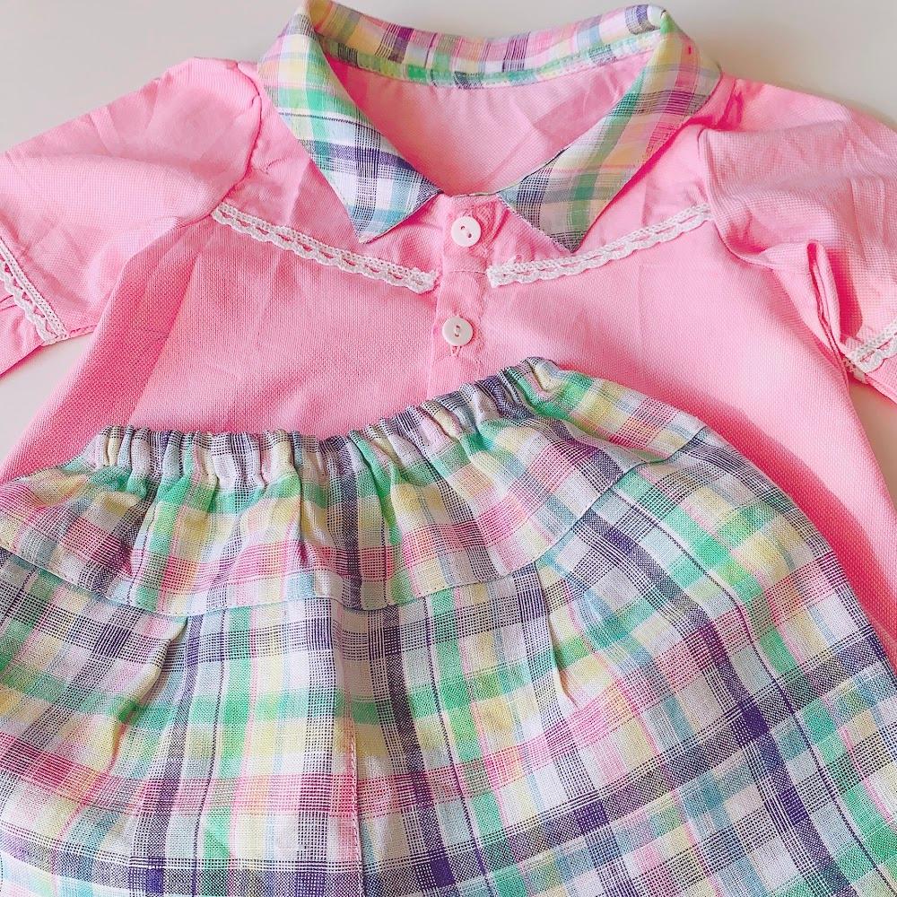 Bộ quần áo dài bé gái Sơ mi hồng phối quần caro - AICDBGO7BMXV - AIN Closet