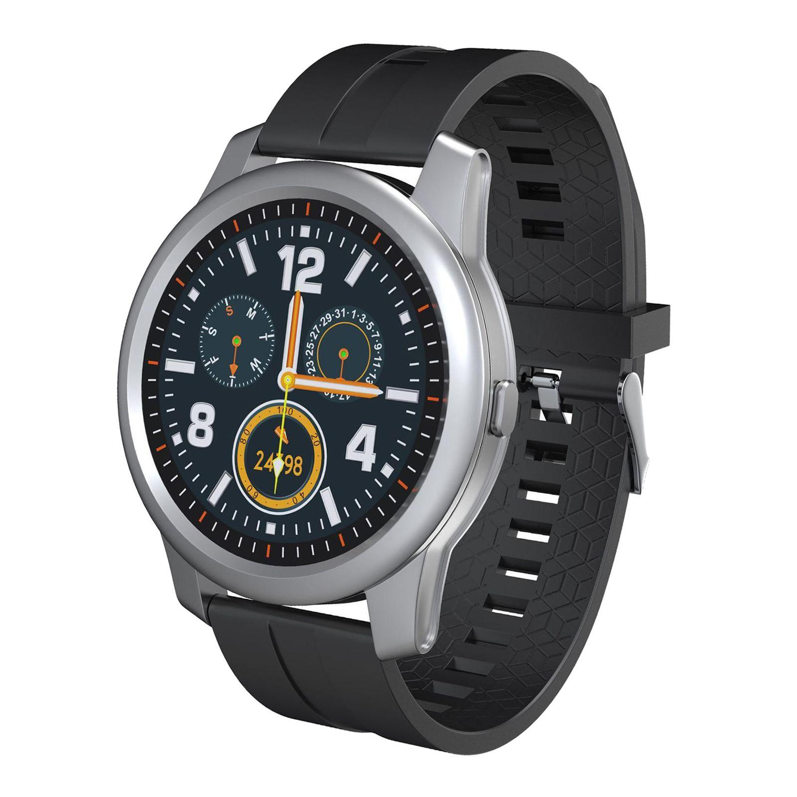 1.28inch F12 Bluetooth 5.0 Fitness Tracker Smart Watch Black silicone strap