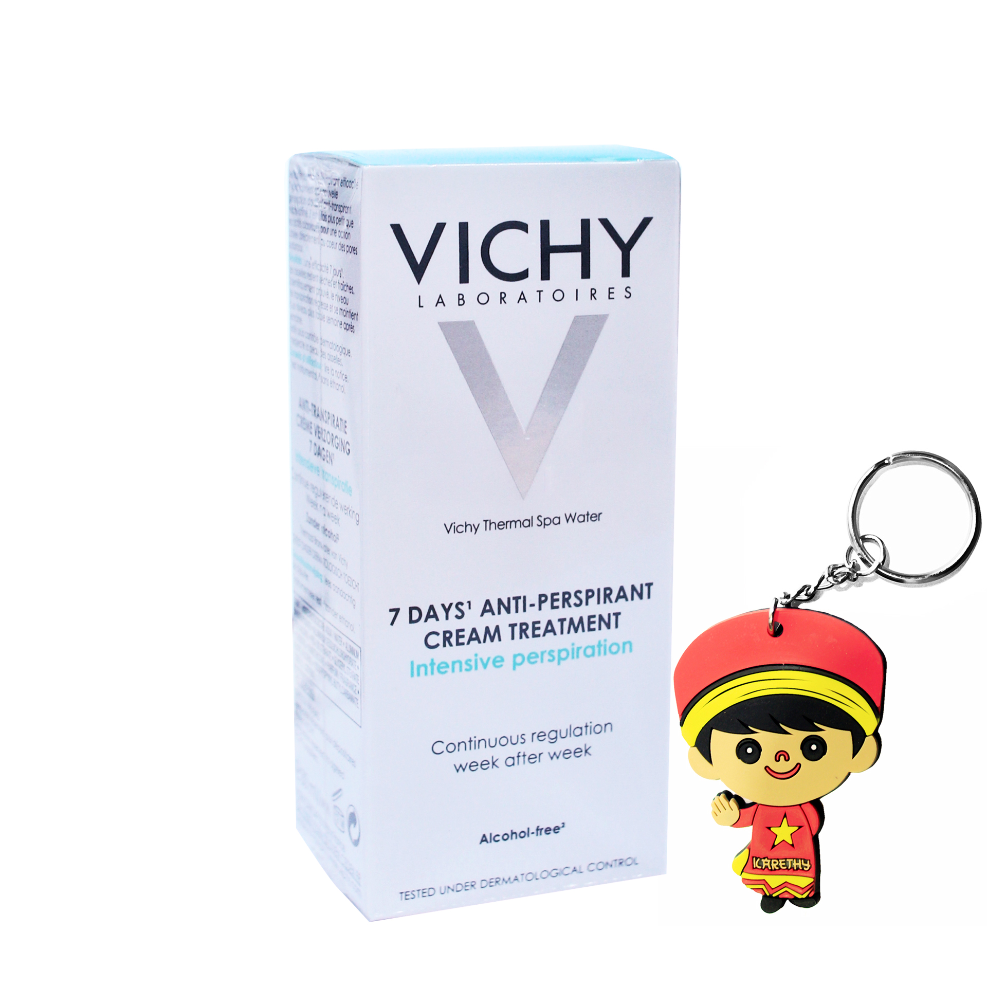 Kem khử mùi khô thoáng Vichy Anti-Perspirant Cream 7 Days 30ml (tặng móc khoá)