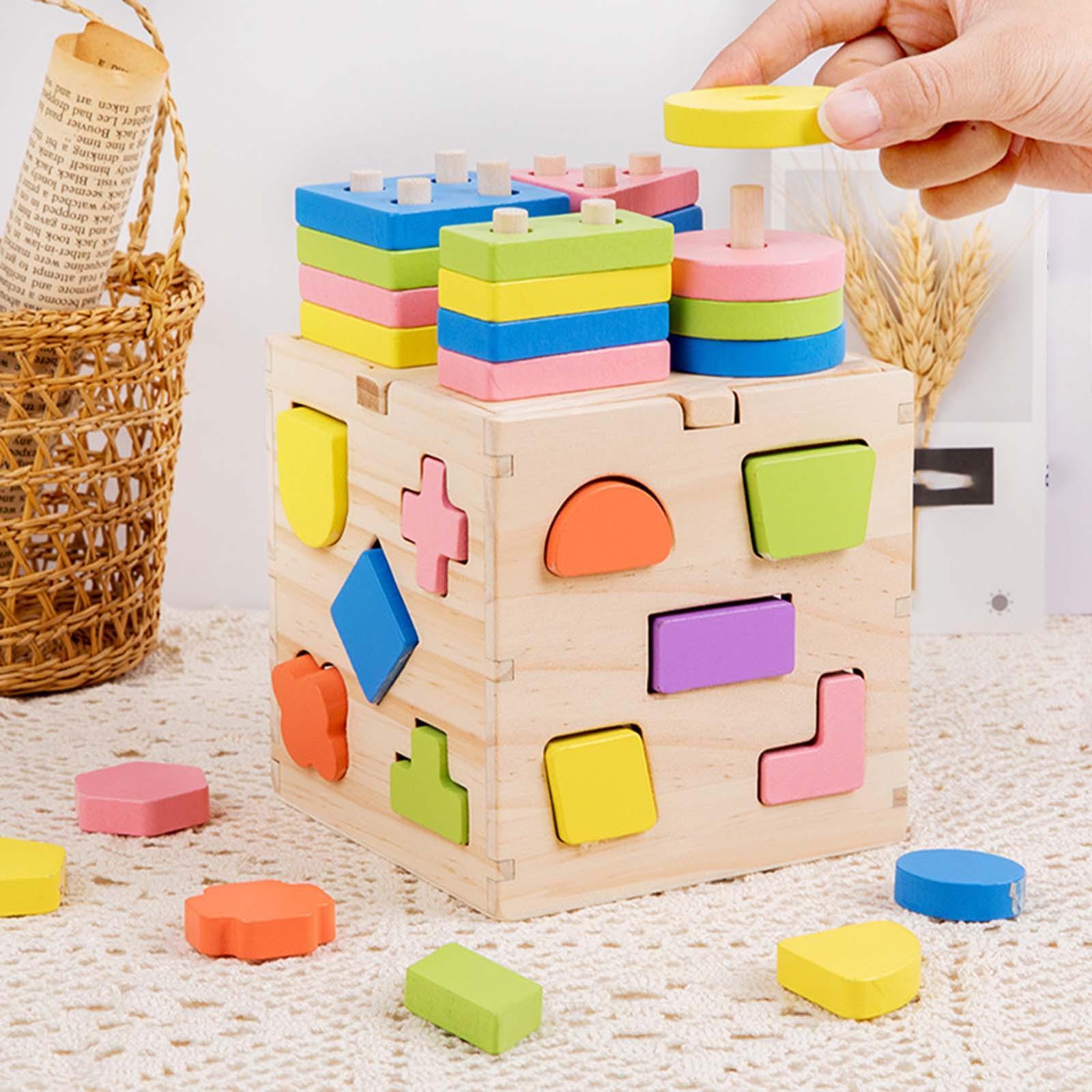 Wooden Building Blocks Early Educational Toys Intelligence Toy for Children Girls Birthday Gifts
