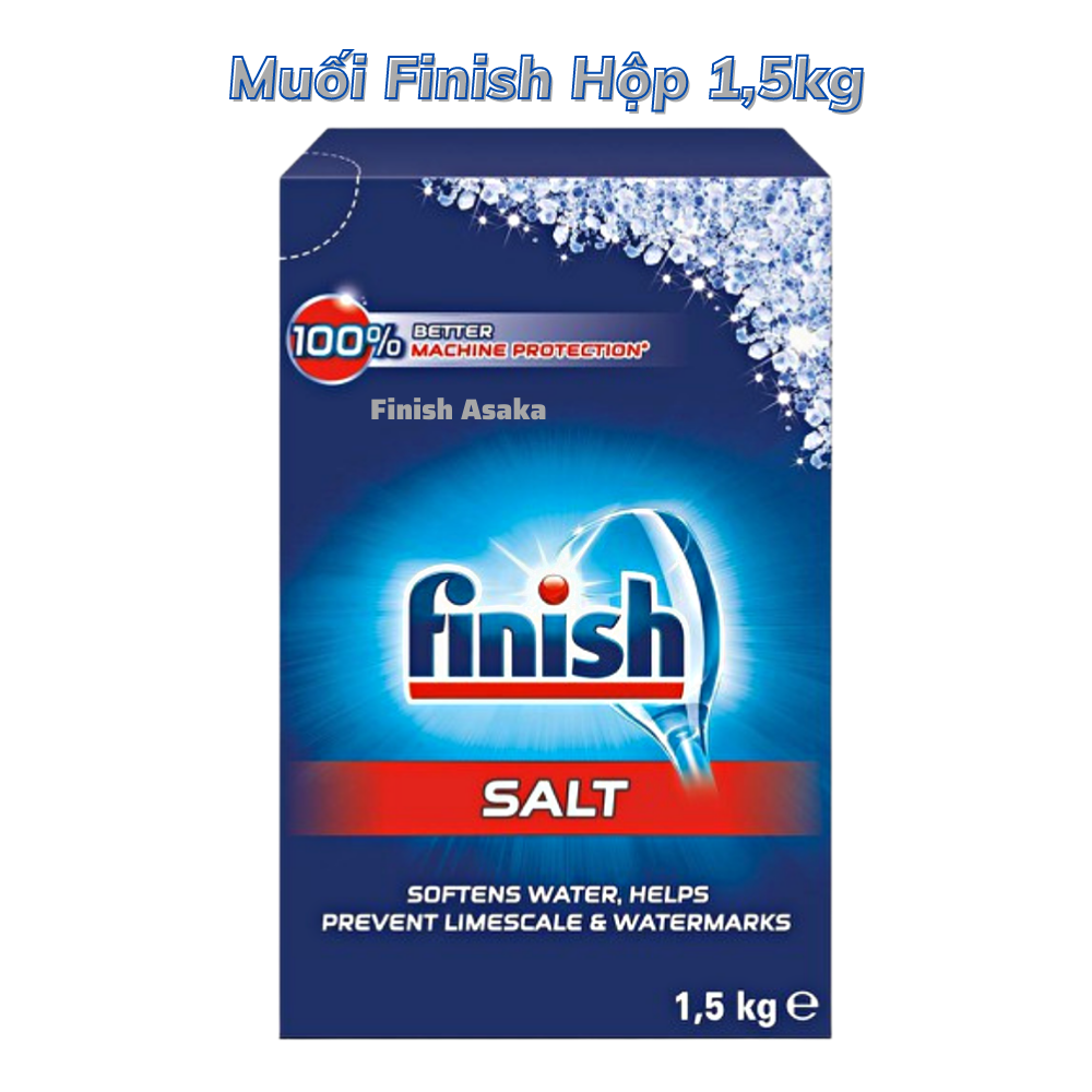 Combo rửa bát Finish: Hộp Classic 110 viên, Nước làm  bóng chai 400ml, Muối hộp 1,5kg - Chính hãng.