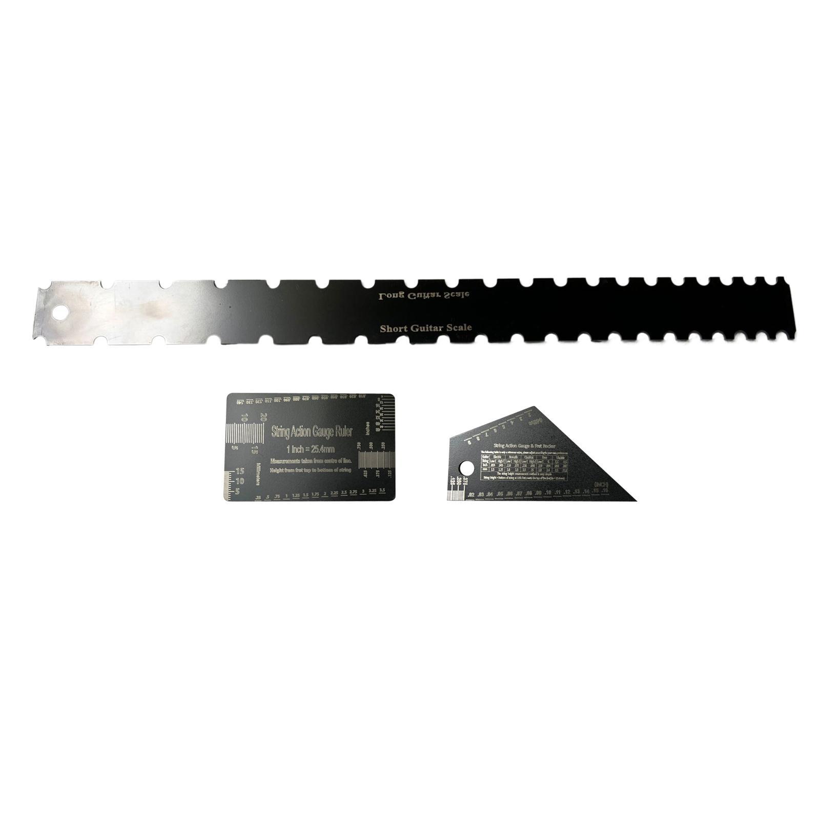 3x Guitar Neck Notched Straight Ruler Neck Fingerboard Measuring Ruler
