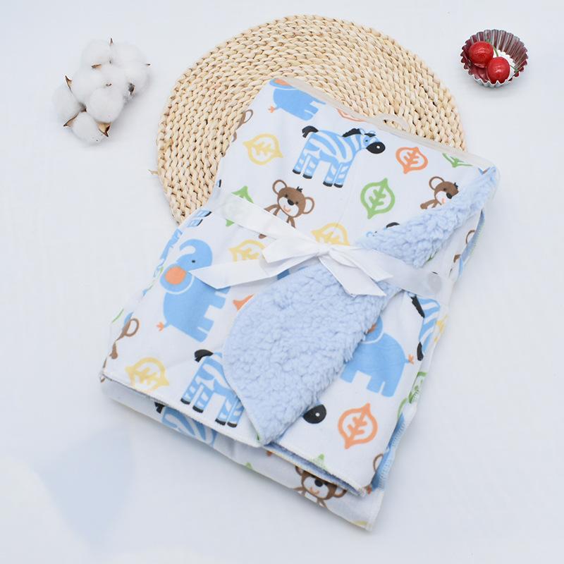 Chăn Cho Bé Mới Làm Dày 2 Lớp Nỉ Mặc Trẻ Sơ Sinh Đầm Bebe Bao Bọc In Hình Bé Sơ Sinh Gối