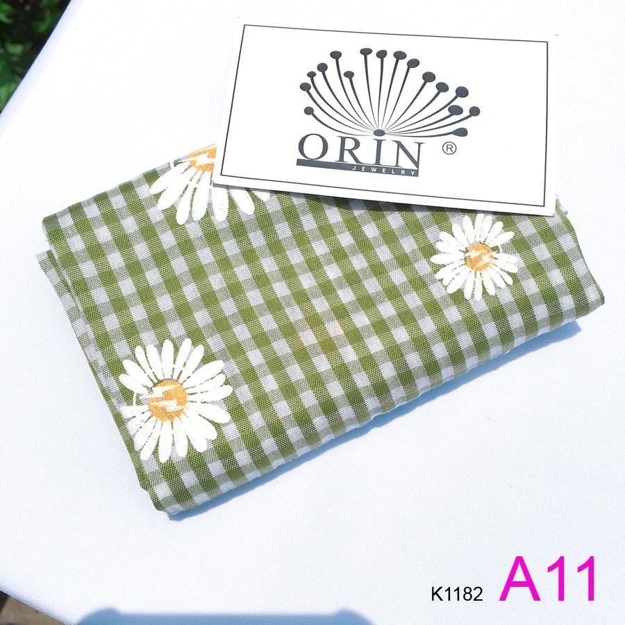 Khăn Choàng băng đô BANDANA hoạ tiết caro Hoa cúc Orin K1182 K1180