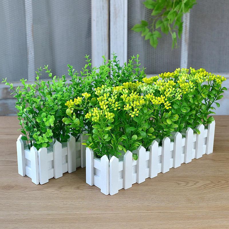 Cây giả, giỏ hàng rào cắm sẵn hoa cỏ nhân tạo dài 50cm nhiều mẫu trang trí nhà cửa Flowermini HR-50