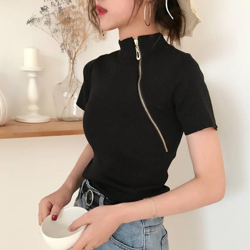 Áo Thun Ngắn Tay Kẻ Sọc Thời Trang Hàn Quốc Cho Nữ