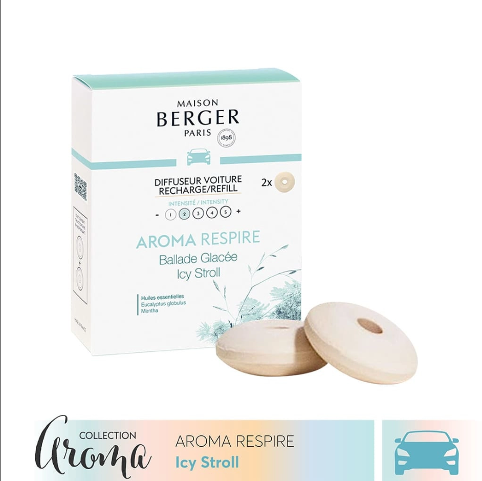 Maison Berger - Bộ tinh dầu xe hơi hương Aroma Respire - 2 cái