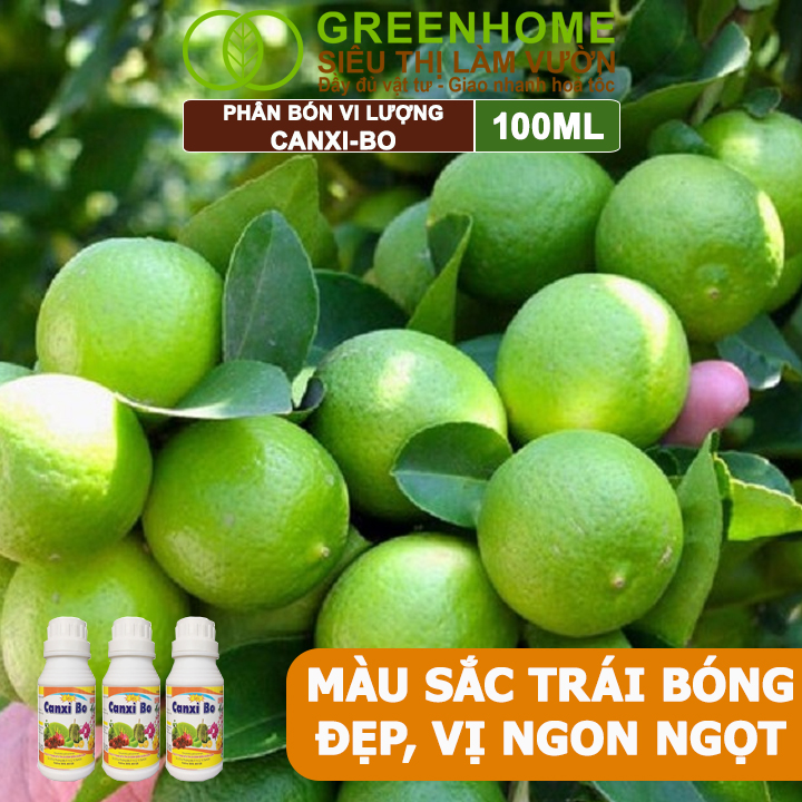 Phân Bón Vi Lượng Canxi Bo Greenhome, Chai 100ml, Kích Rễ, Chống Rụng Trái Non Trên Cây Trồng