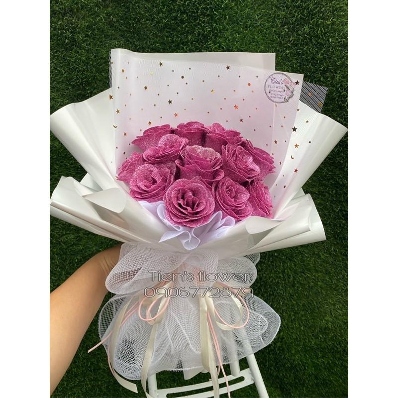 Bó hoa nhũ 12 bông cao cấp nhiều màu dùng tặng sinh nhật,valentine, 8/3