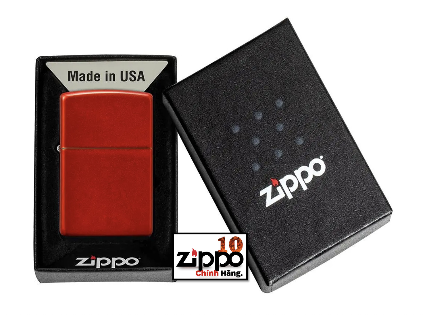 Bật lửa Zippo 49475 Classic Metallic Red - Chính hãng 100%